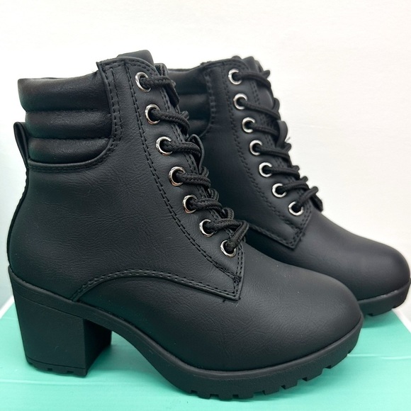 Other - GIRLS Black Faux Leather Ankle Boots